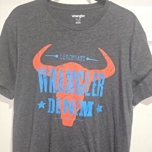 Wrangler Charcoal Tee with Red and Blue Graphic